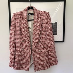 NWT Zara Tweed Blazer with Shoulder Pads